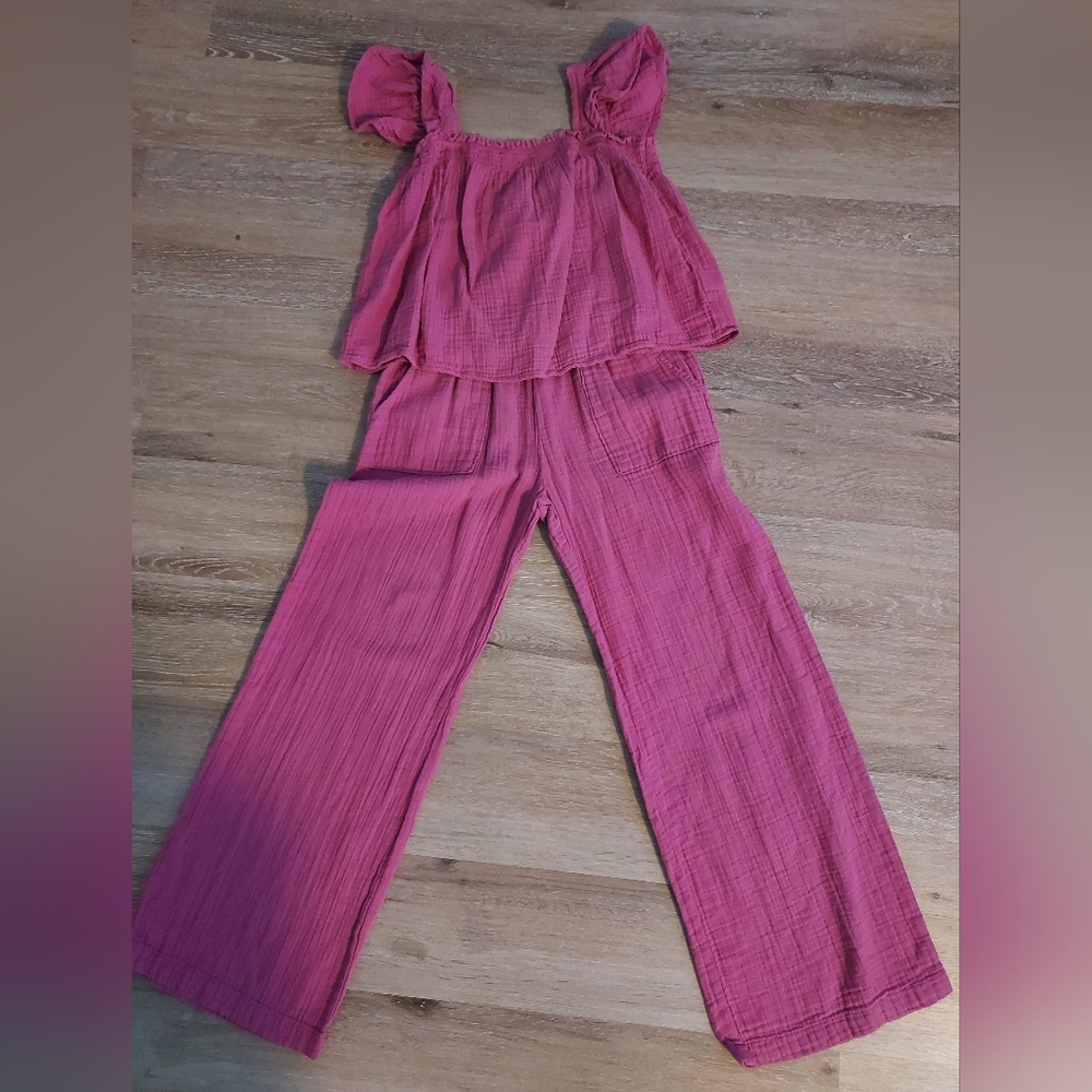 GAP Vibrant Pink Ruffled Jumpsuit
